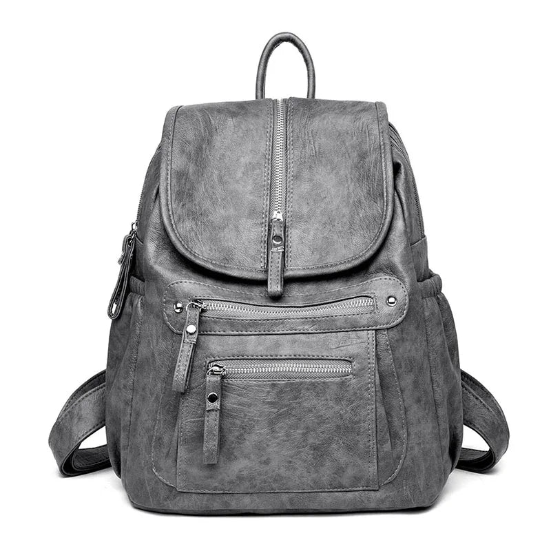 KMFFLY Damen Rucksack aus echtem Schafleder – Vintage Leder-Rucksack für Schule, Reise & Alltag