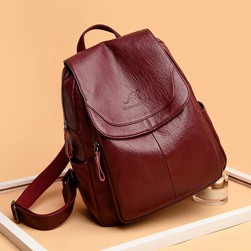 KMFFLY Damen Leder-Rucksack – Weicher Vintage Rucksack aus echtem Schafleder, kompakt & stilvoll (9 Farben)