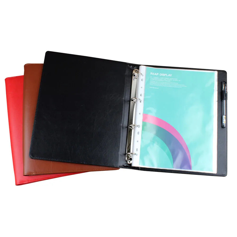 Carpeta de cuero A4 PU con 4 anillos (30 mm) – Gepolsterter, Schwerer &amp; Langlebiger Premium Binder