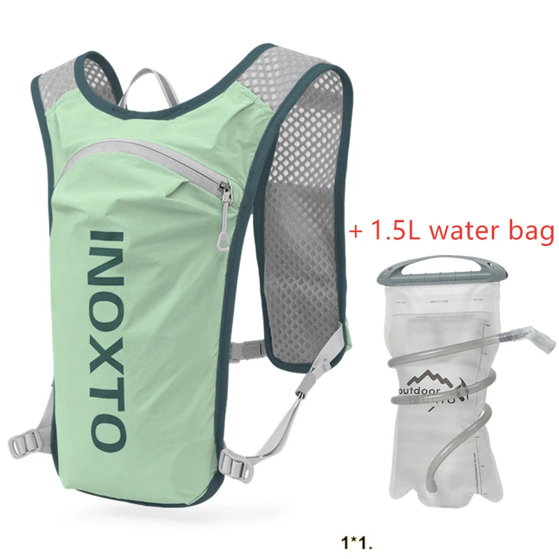 INOXTO Wasserdichter Laufrucksack 5L – Gilet d'hydratation ultra léger avec bouteille d'eau de 1,5 L pour la course, le trail et le VTT