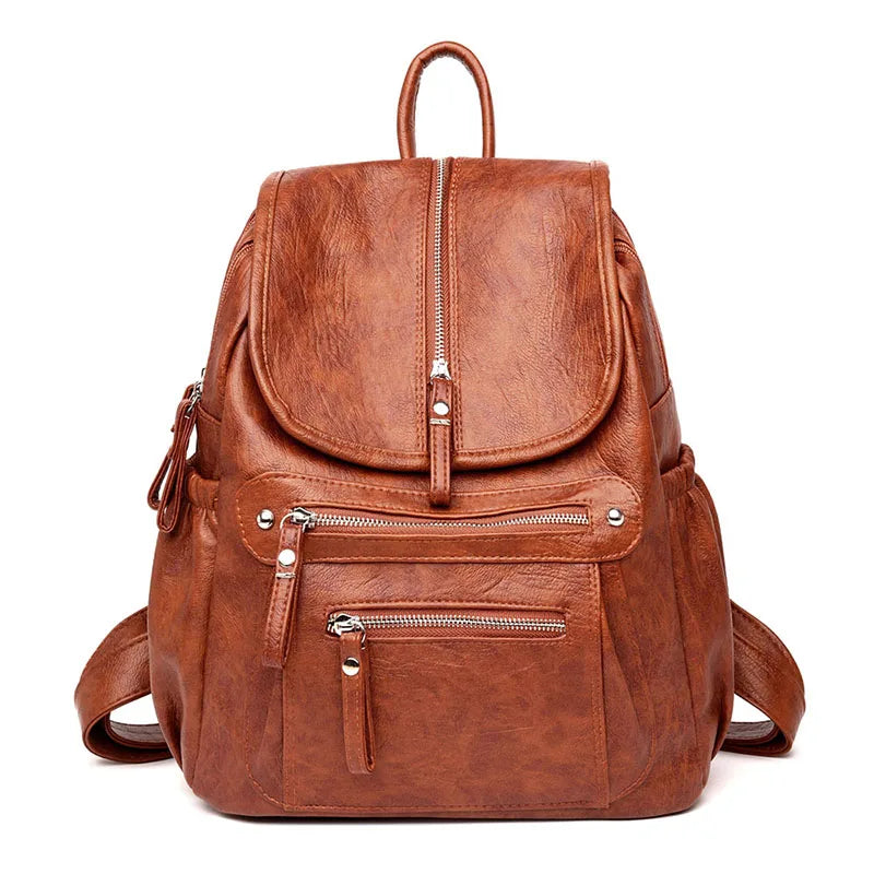 KMFFLY Damen Rucksack aus echtem Schafleder – Vintage Leder-Rucksack für Schule, Reise & Alltag