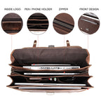 CONTACT’S Herren Aktentasche aus Crazy Horse Leder – Business-Laptop Bag für 14-Zoll Geräte, Hochwertige Ledertasche für Männer