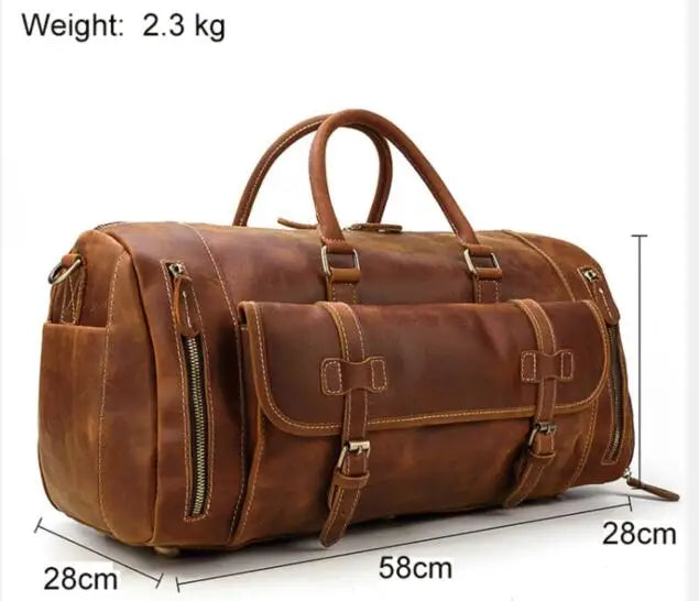 LUUFAN Bolsos de cuero para hombre con bolso de cuero vintage – Bolso de lona Vintage Crazy Horse grande con bolso de mano, bolso de negocios y de fin de semana 