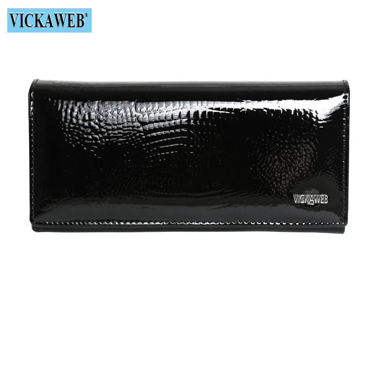 VICKAWEB Damen Geldbörse aus echtem Leder - Lange Fashion Wallet mit Doppel-Reißverschluss, großer Kapazität &amp; Alligator-Prägung (VK-AE501) 