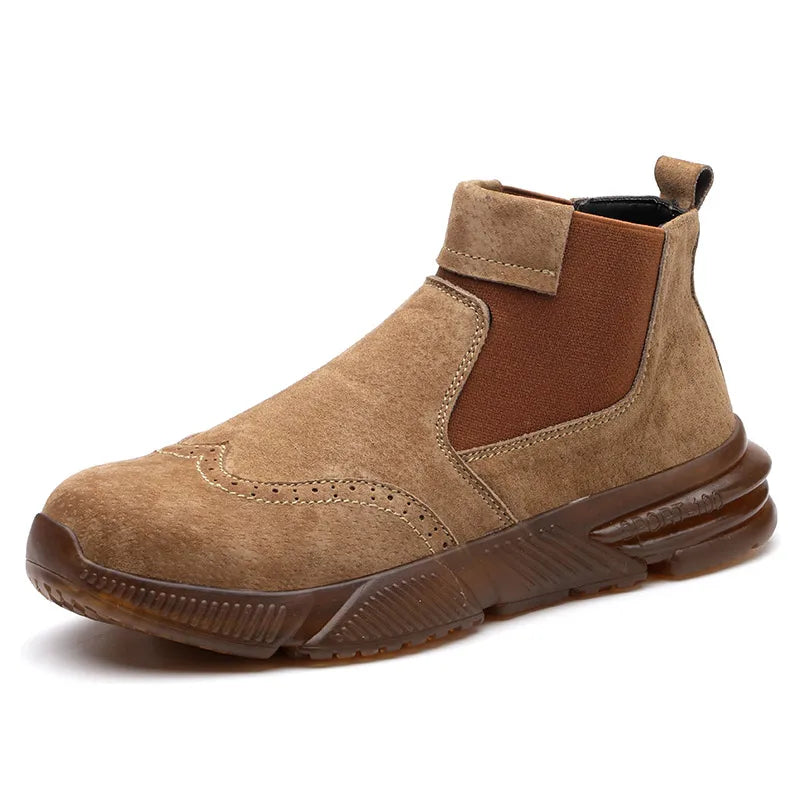 MJYTHF Herren Sicherheitsstiefel 2024 – Wasserdichte Leder Arbeits- &amp; Winterboots mit Stahlkappe, Rutschfeste Bottines pour hommes 