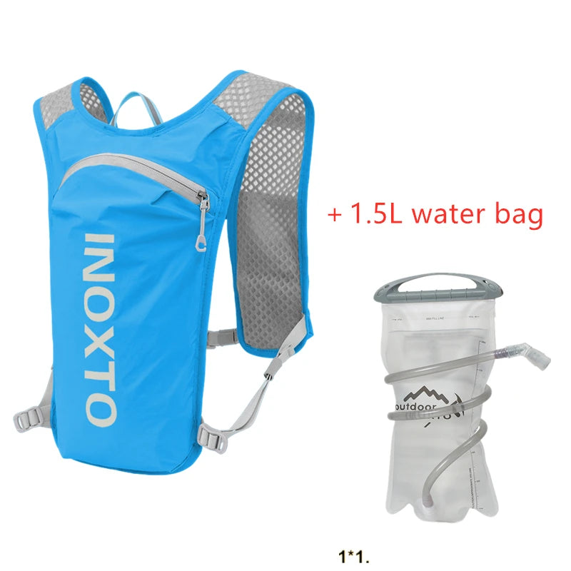 INOXTO Wasserdichter Laufrucksack 5L – Gilet d'hydratation ultra léger avec bouteille d'eau de 1,5 L pour la course, le trail et le VTT