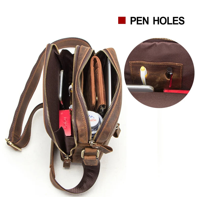 CONTACT'S Herren Leder Messenger Bag – Vintage Crossbody Tasche para iPad Mini y Schultertasche aus echtem Leder