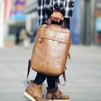 DIDA BEAR Herren PU-Leder Rucksack – 16,5 Zoll Laptop Backpack, Große Schoolbag für Teenager & Casual Alltag