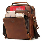 HUMERPAUL Herren Leder Schultertasche – Vintage Crossbody Messenger Bag aus Echtleder mit Großer Kapazität
