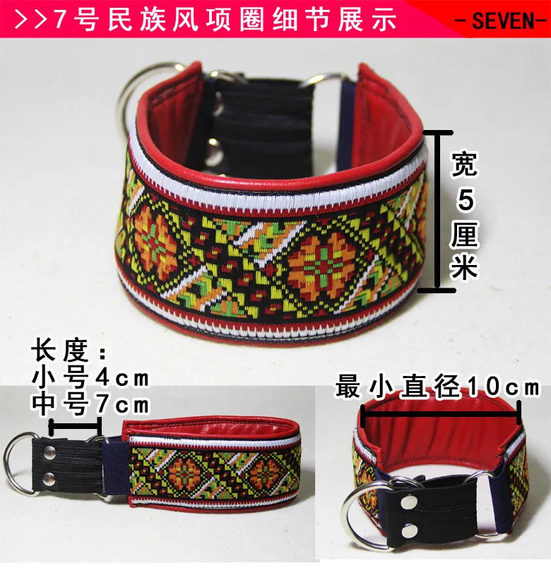 Hunde-Halsband aus Schaffell &amp; Leder – Ethnisches Design für kleine, mittlere &amp; große Hunde (auch Windhunde) 