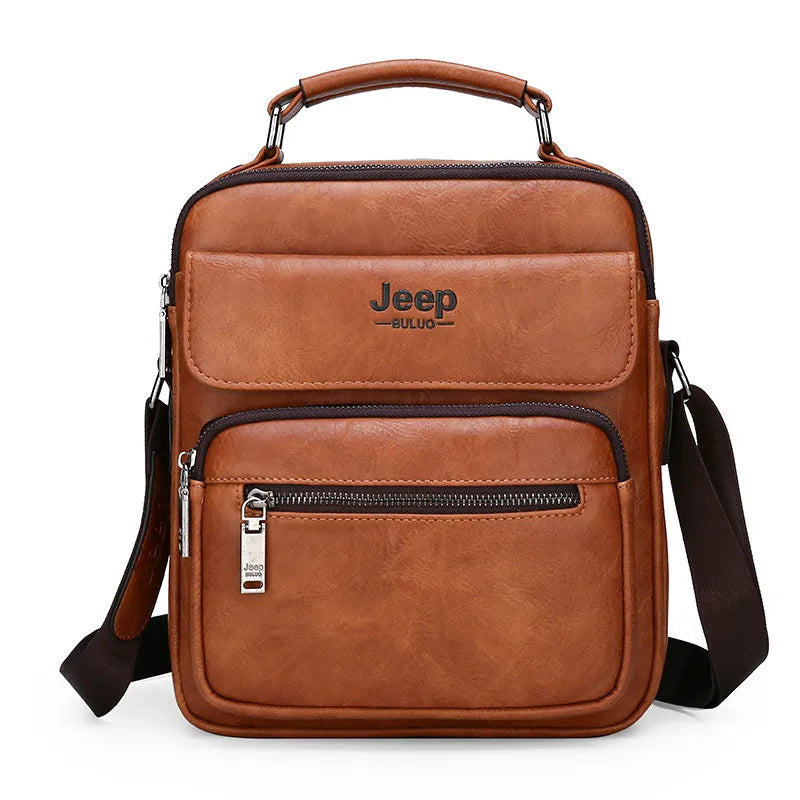 JEEP BULUO Bolso bandolera de cuero para hombre - Bolso bandolera grande para iPad de 9,7" y estilo informal de negocios