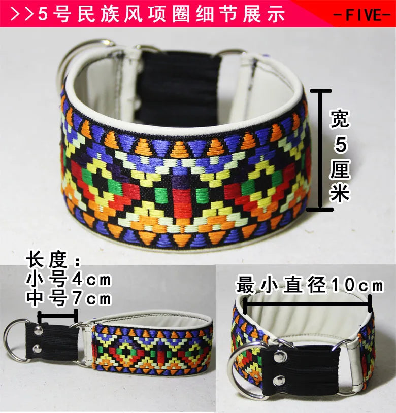 Hunde-Halsband aus Schaffell & Leder – Ethnisches Design für kleine, mittlere & große Hunde (auch Windhunde)