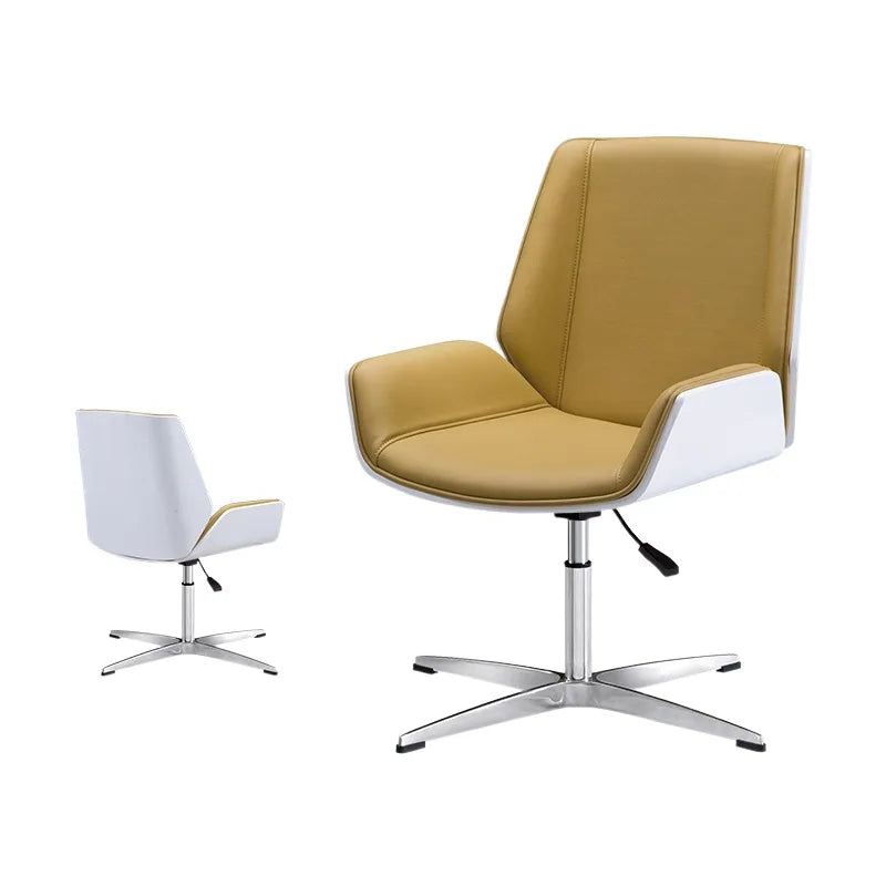 Mid-Century Bürostuhl aus Leder – Höhenverstellbarer Executive Drehstuhl mit Armlehnen & Bentwood-Design für Home Office & Arbeitsplatz