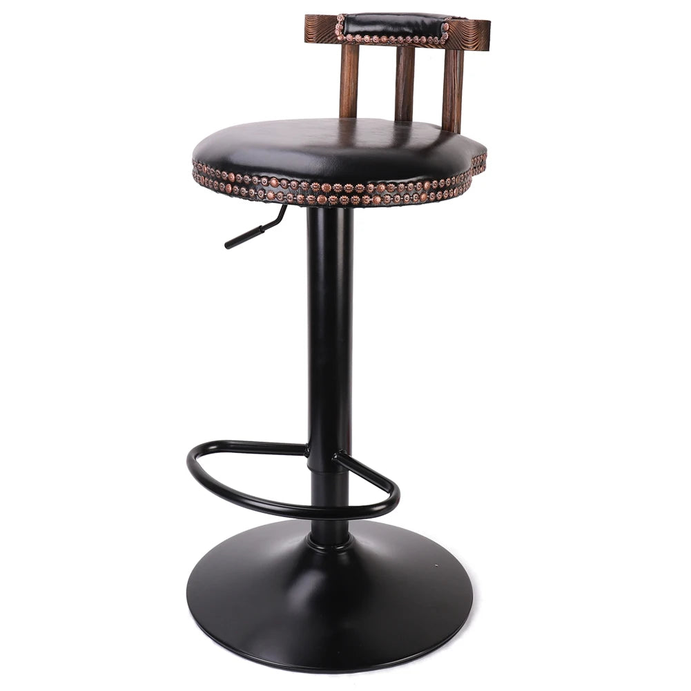 BINGOPAW Retro Barhocker 2er Set aus Echtleder – Höhenverstellbare, drehbare Barstühle im Vintage-Design mit Fußstütze