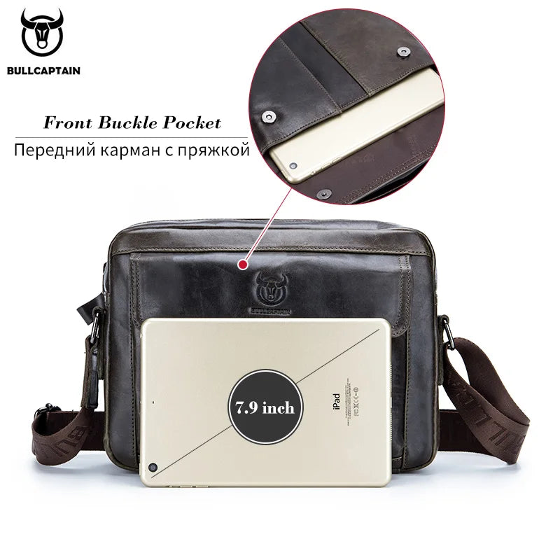 BULLCAPTAIN Herren Leder Umhängetasche – Große Kapazität, Multifunktional, Casual & Business Aktentasche