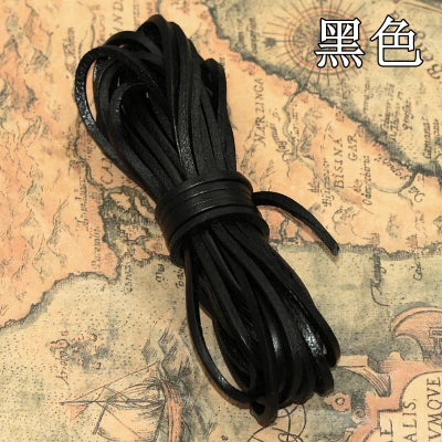 5 Meter Natur Lederkordel 3 mm – Quadratisches Rindslederband aus echtem Leder für Schmuck, Taschen & DIY Lederarbeiten