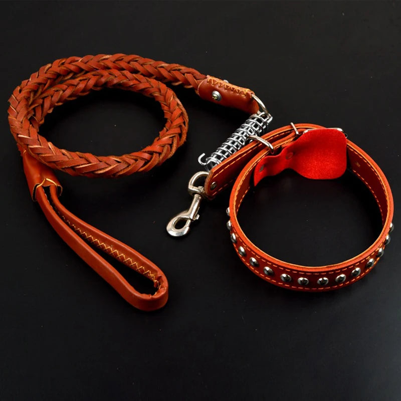 Premium Leder Hundehalsband & Leine Set – Robustes Leder für große Hunde, sicher & stilvoll