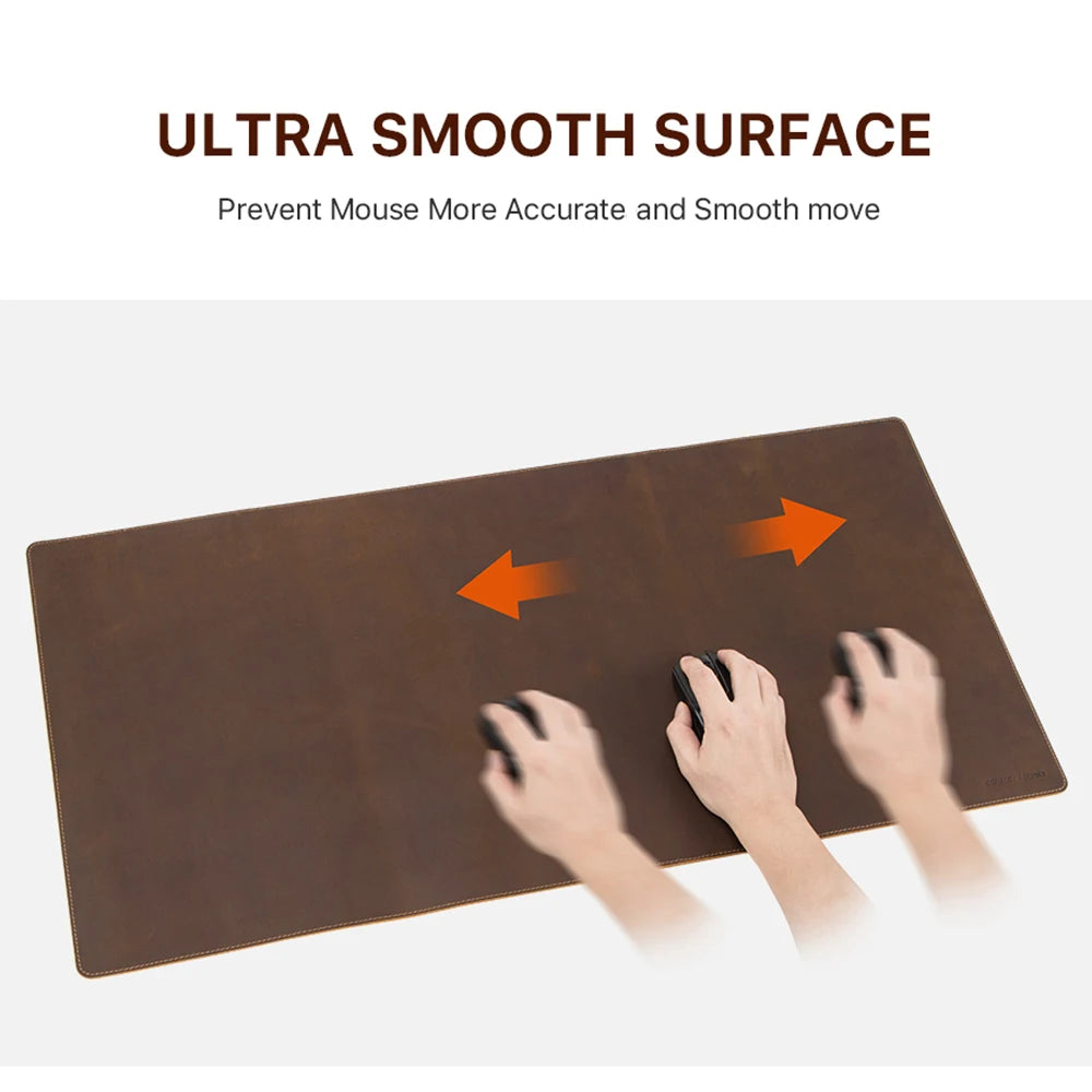 CONTACT’S FAMILY Echtleder Mauspad aus Rindsleder – Große Vintage Schreibtischunterlage mit Handballenauflage, Premium Desk Mat für PC & Laptop