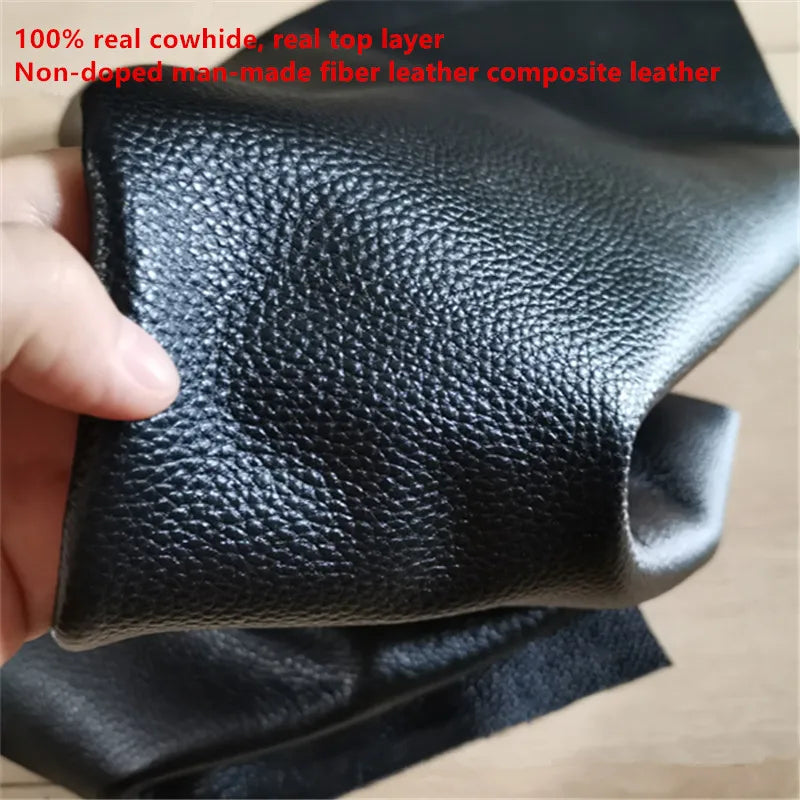 Lychee-Prägung Rindsleder am Stück – Schwarzes & Weißes Top-Layer Echtleder 1,4–1,6 mm für Rucksäcke, Handtaschen & Möbel