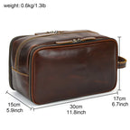 Herren Kulturbeutel aus echtem Rindsleder – Vintage Leder Kosmetiktasche & Waschbeutel für Damen und Herren