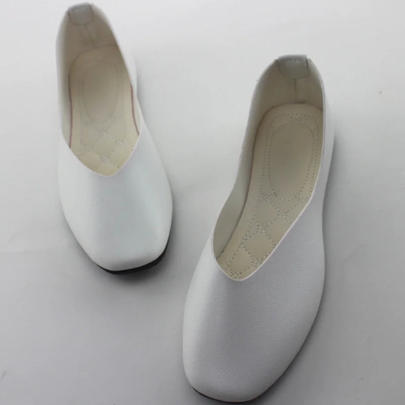 BeckyWalk Damen Flats – Candy Color PU-Leder Ballerinas, spitze Zehen, Slip-On Loafers, Retro Damen-Schuhe, große Größen 35-43