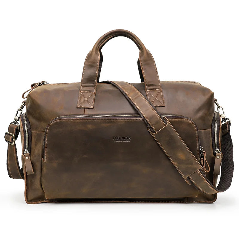 CONTACT'S Vintage Leder Reisetasche für Herren – Grande Business- &amp; Travel Tote aus echtem Crazy Horse Rindsleder para 14 Zoll Laptop