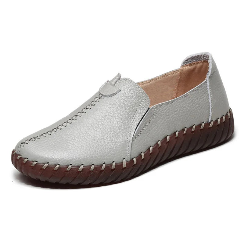 Lorilury Damen Leder Ballerinas – Handgefertigte Vintage Flats, Elegante Loafers und Moccasins für Freizeit & Alltag