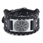 Totem Design Wide Leather Pirate Compass Bracelet Men's Bracelet Celtic Viking Jewelry Compass Bracelet Accessories Party Gifts