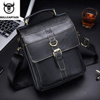 BULLCAPTAIN Herren Leder Schultertasche – Sac à bandoulière rétro business avec grande capacité