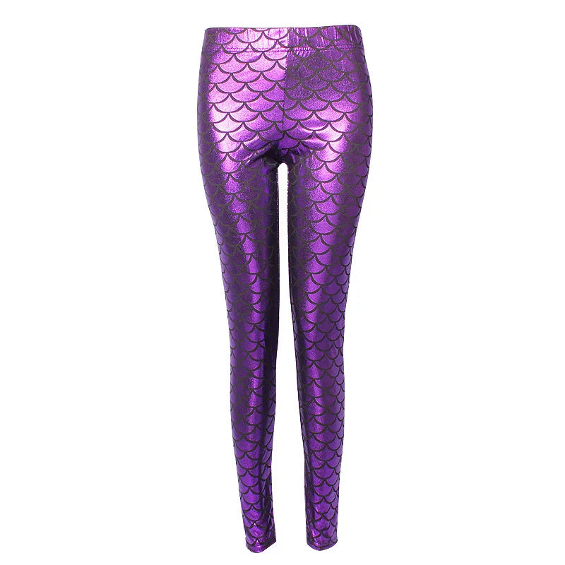 Mermaid Fish Scale Damen Leggings – Sexy Glänzende Fitness Leggings mit Schuppen-Design, elastische Workout Hose