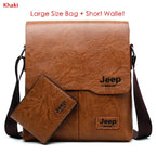 JEEP BULUO Herren PU-Leder Messenger Bag 2er-Set – Business & Casual Crossbody Schultertaschen für Männer