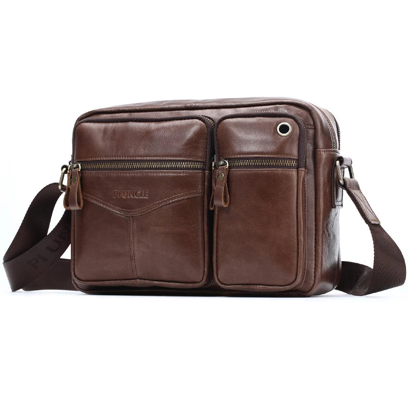 LACHIOUR Herren Leder-Umhängetasche – Echtes Leder, Casual Messenger Bag, Business & Crossbody Handbag