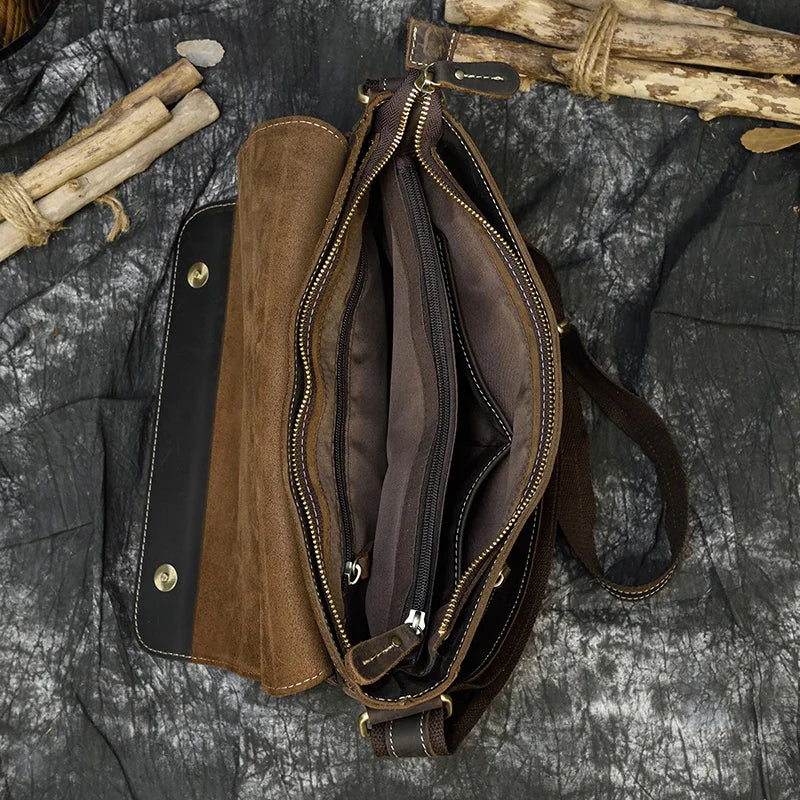 Newsbirds Vintage Herren Leder-Aktentasche – Crazy Horse Laptop Messenger Bag para oficina y oficina 