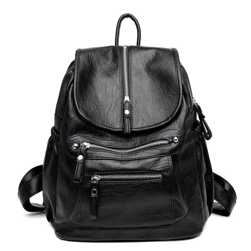 KMFFLY Damen Rucksack aus echtem Schafleder – Vintage Leder-Rucksack für Schule, Reise & Alltag