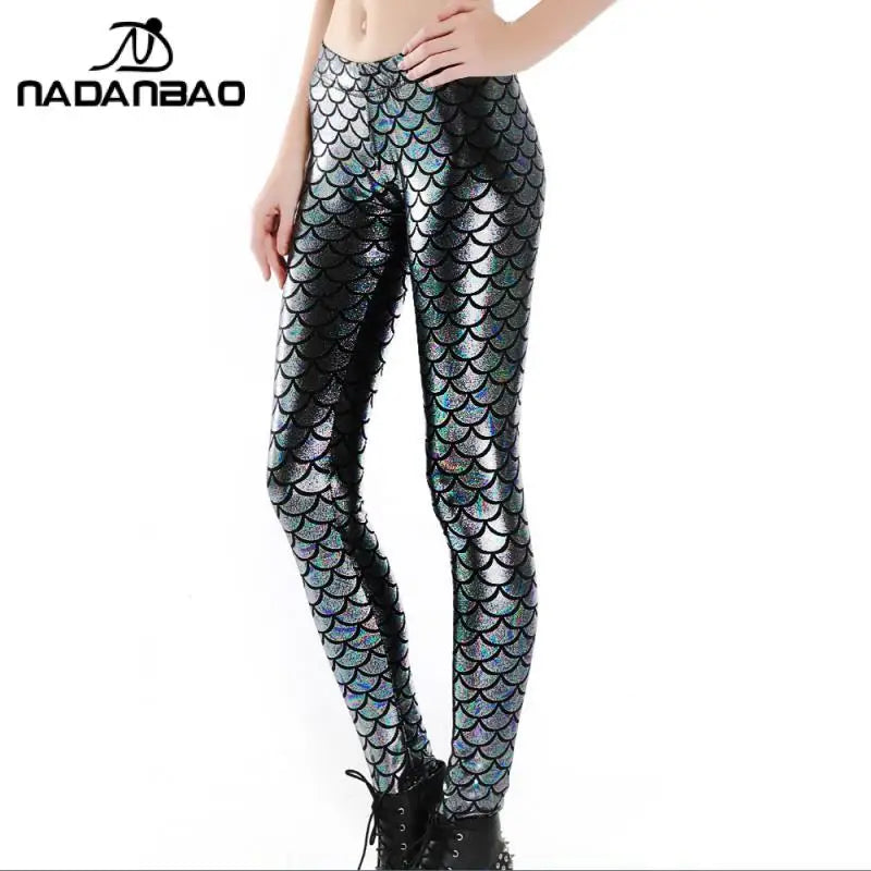 Leggings para mujer con escamas de pez sirena, leggings de fitness sexys y elegantes con diseño acolchado y medias elásticas de entrenamiento 