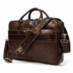 Luufan Herren Leder-Aktentasche - Maletín de cuero Vintage Crazy Horse para portátil de 15,6", bolso bandolera grande para negocios