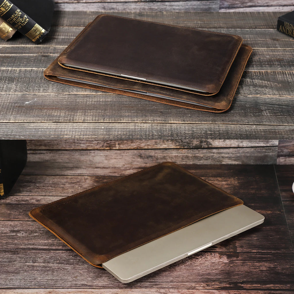 CONTACTS FAMILY Housse en cuir véritable pour ordinateur portable – Housse de protection pour MacBook Pro/Air 13, 14, 16 pouces, HP, Dell, XPS, unisexe