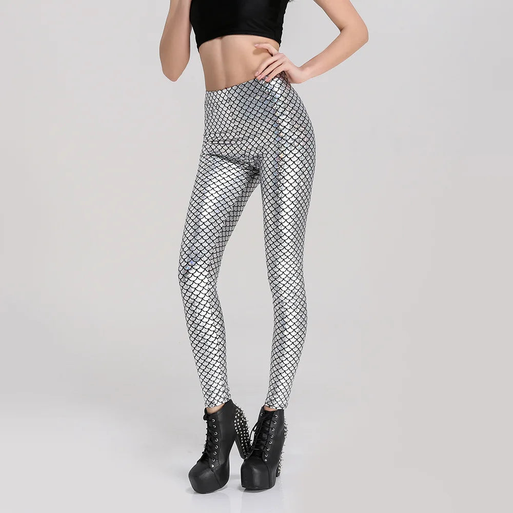 Leggings para mujer con escamas de pez sirena, leggings de fitness sexys y elegantes con diseño acolchado y medias elásticas de entrenamiento 