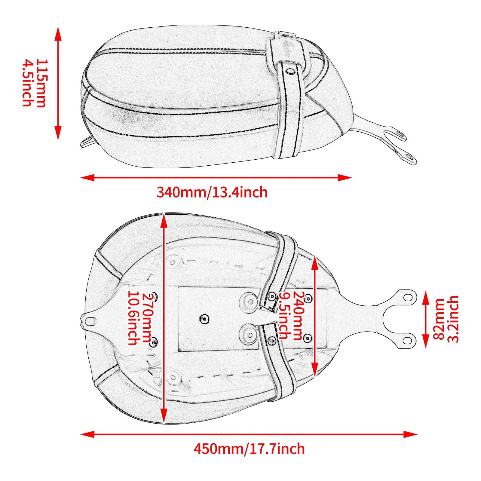 Motorrad Soziussitz aus Leder – Schwarzer/Brauner Beifahrersitz für Indian Scout & Scout Sixty (2015–2020)