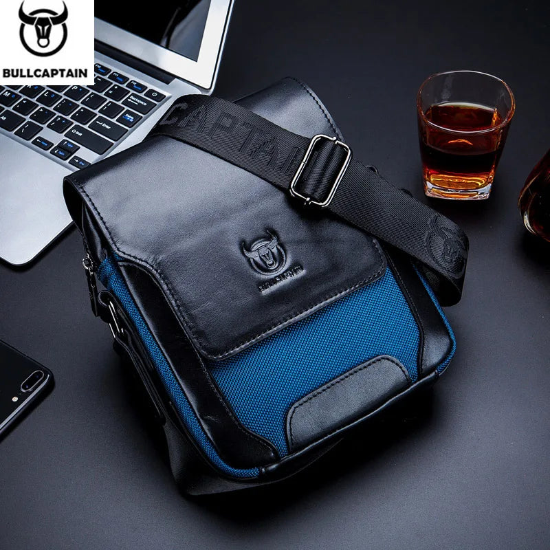 BULLCAPTAIN Herren Leder Messenger Bag – Casual & Business Crossbody Bag aus Echtem Leder