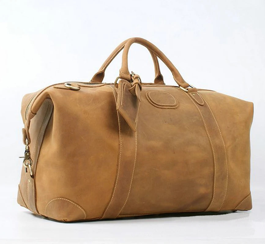 FANCODI Bolsa de viaje de cuero para hombre Vintage – Große Crazy Horse Duffle Bag aus echtem Rindsleder, robuste Weekender &amp; Overnight Tasche M110