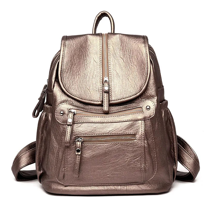 KMFFLY Damen Rucksack aus echtem Schafleder – Vintage Leder-Rucksack für Schule, Reise & Alltag