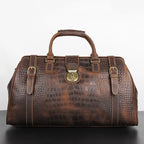 Luufan Vintage Crazy Horse Bolsas de viaje de cuero para hombres – Bolsa de viaje grande aus echtem Rindsleder mit Schloss &amp; Krokodil-Prägung