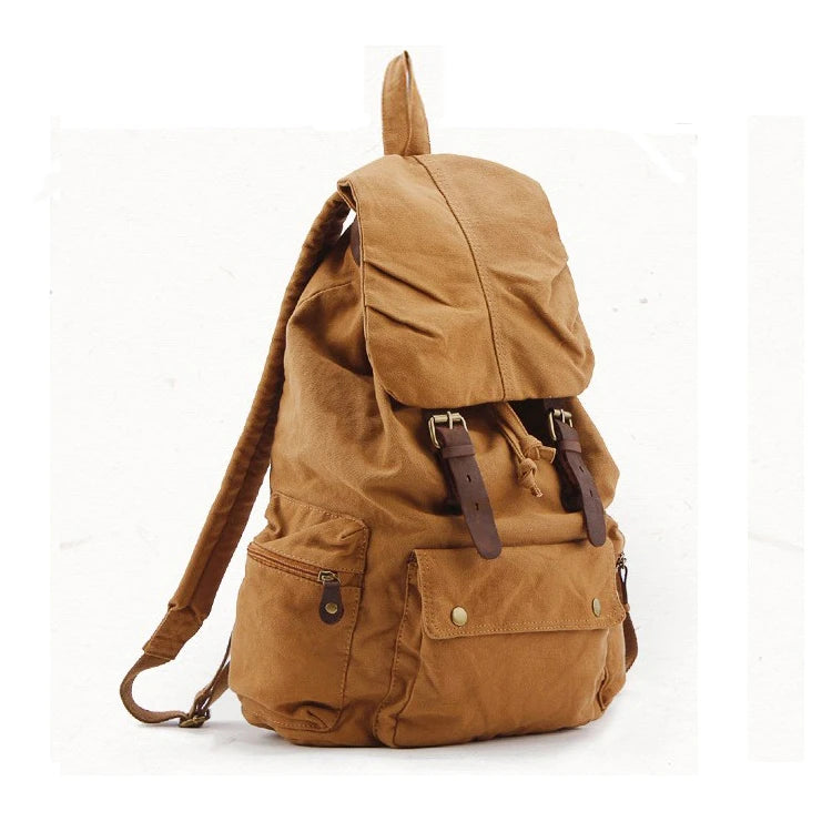 MUNUKI Vintage Canvas Rucksack – Militärischer Retro Drawstring Rucksack für Schule, Alltag & Freizeit