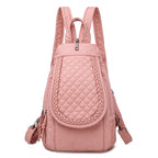 KMFFLY Damen Rucksack Weiß – Weicher Washed PU Leder Rucksack mit Blumenstickerei, klein & vielseitig