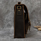 Luufan Vintage Herren Aktentasche aus echtem Crazy-Horse-Leder - Bolsa grande para negocios y portátiles con bolsa de seguridad para 15 pulgadas 