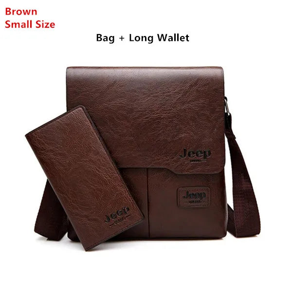 JEEP BULUO Herren PU-Leder Messenger Bag 2er-Set – Business & Casual Crossbody Schultertaschen für Männer