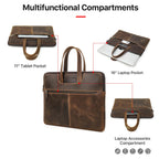 CONTACT'S FAMILY Sacoche d'ordinateur portable en cuir pour homme – Porte-documents véritable pour MacBook Air/Pro 13–16 pouces, sac à main fourre-tout unisexe 