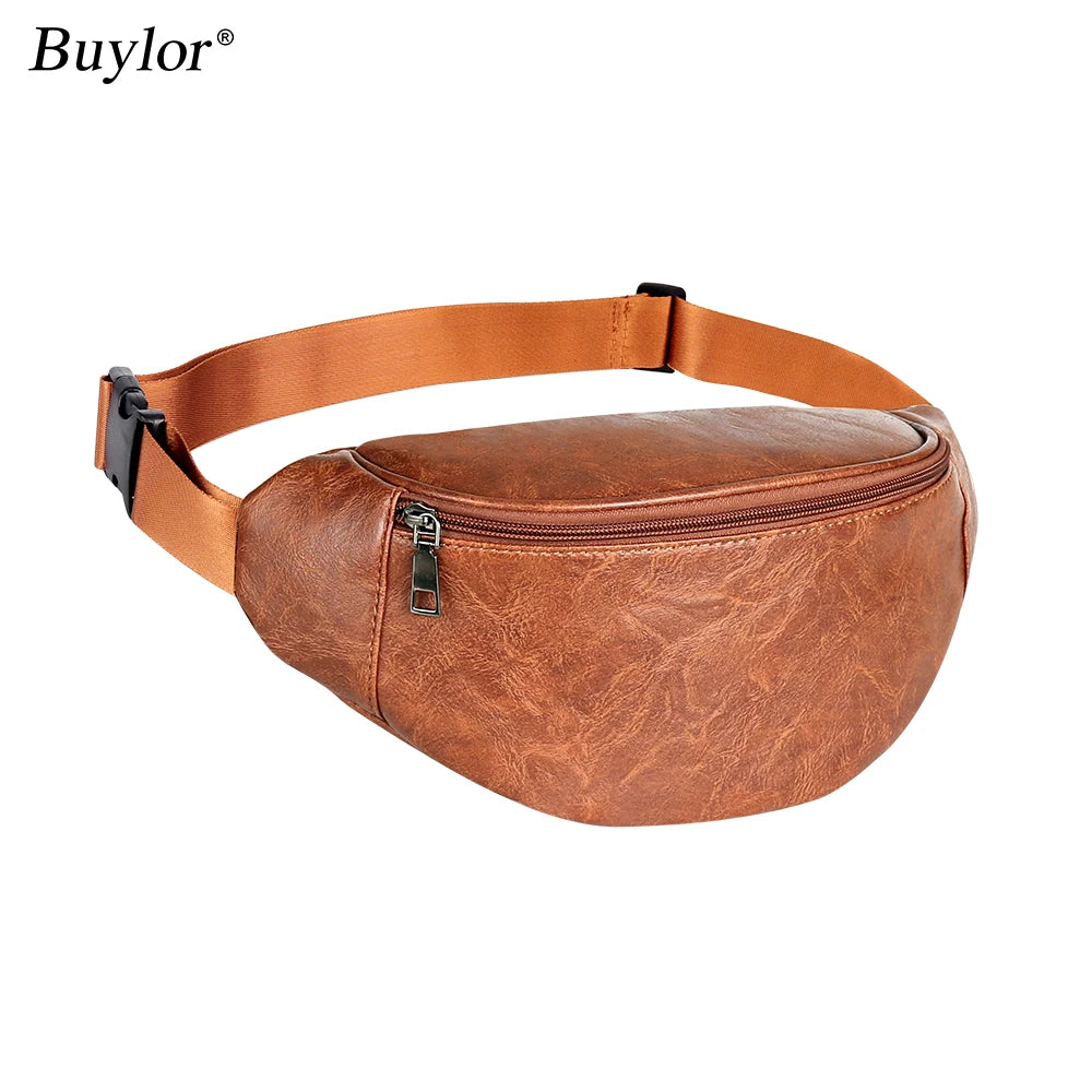 Buylor Damen & Herren PU-Leder Gürteltasche – Luxus Waist Bag, Waterproof Hip Bag & Chest Bag für Outdoor, Sport und Alltag