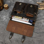 Luufan Vintage Herren Aktentasche aus echtem Crazy-Horse-Leder - Bolsa grande para negocios y portátiles con bolsa de seguridad para 15 pulgadas 